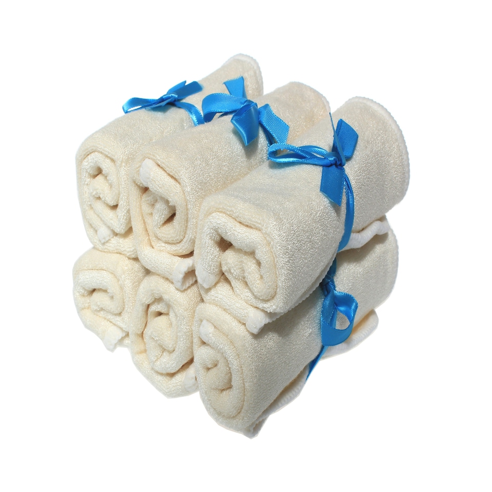 image 1 of Premium Bamboo Baby Wash Cloths (Pack of 6) - Ultra Soft and 100% Natural, Machine Washable, Gift Set