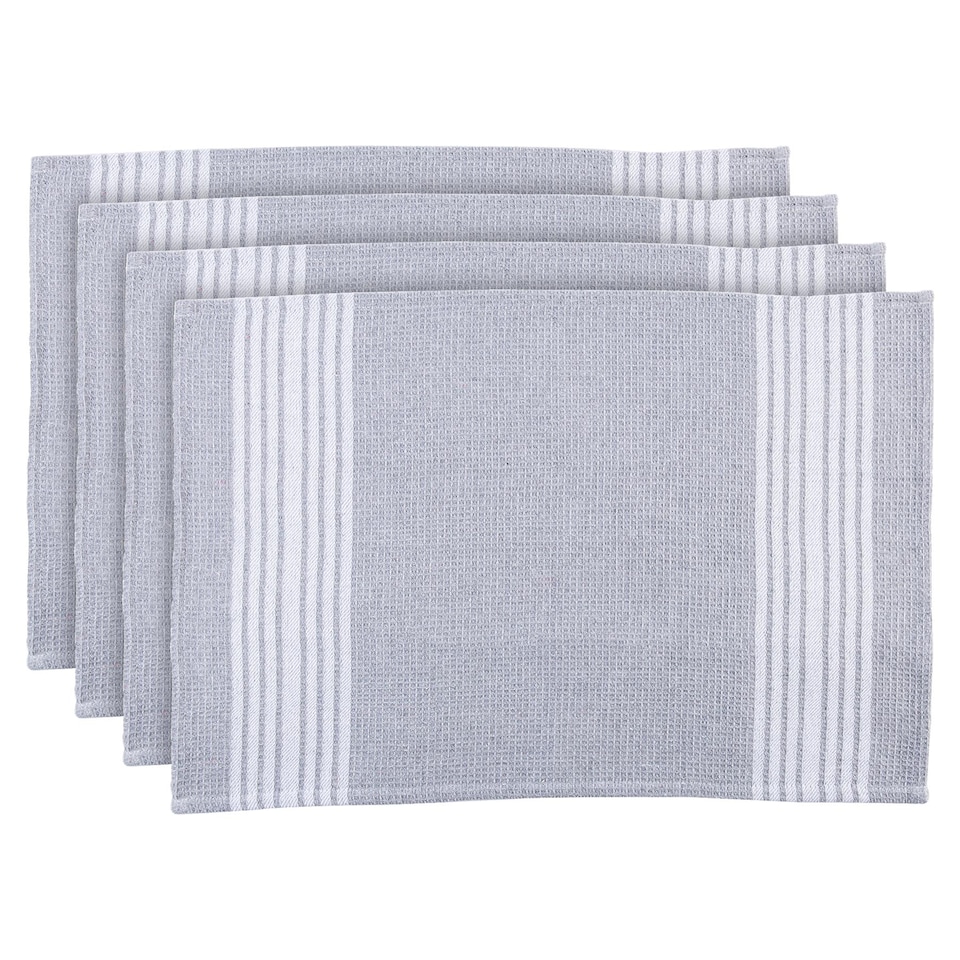 image 1 of Nicola Spring Cotton Tea Towels - 60cm x 40cm - Light Grey - Pack of 4