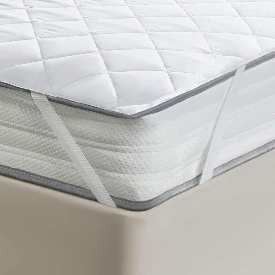 image 1 of OHS Pinsonic Soft Touch Anti-Allergy Mattress Topper Protector, King - White