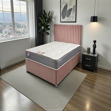 Emily Divan Bed, No Drawers + Sprung Memory Foam Mattress & Headboard