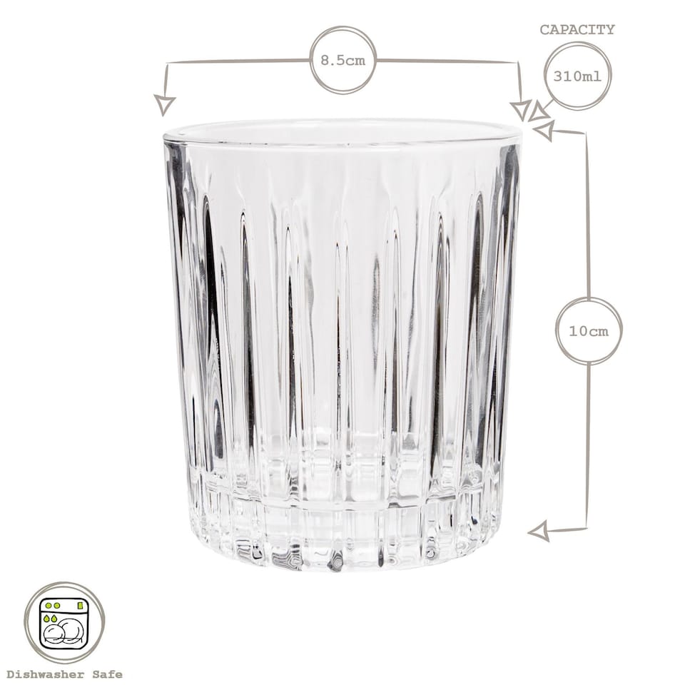 image 1 of Rink Drink Fluted Whisky Glasses - 310ml - Pack of 2 | Clear | Clear