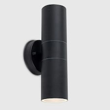 ValueLights Black Outdoor Wall Up-Down Light with 5W Warm White Bulbs Black