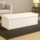 image 1 of 120cm Wide Lux Ottoman Storage Box, White Velvet Upholstered Chesterfield Storage Ottoman Box