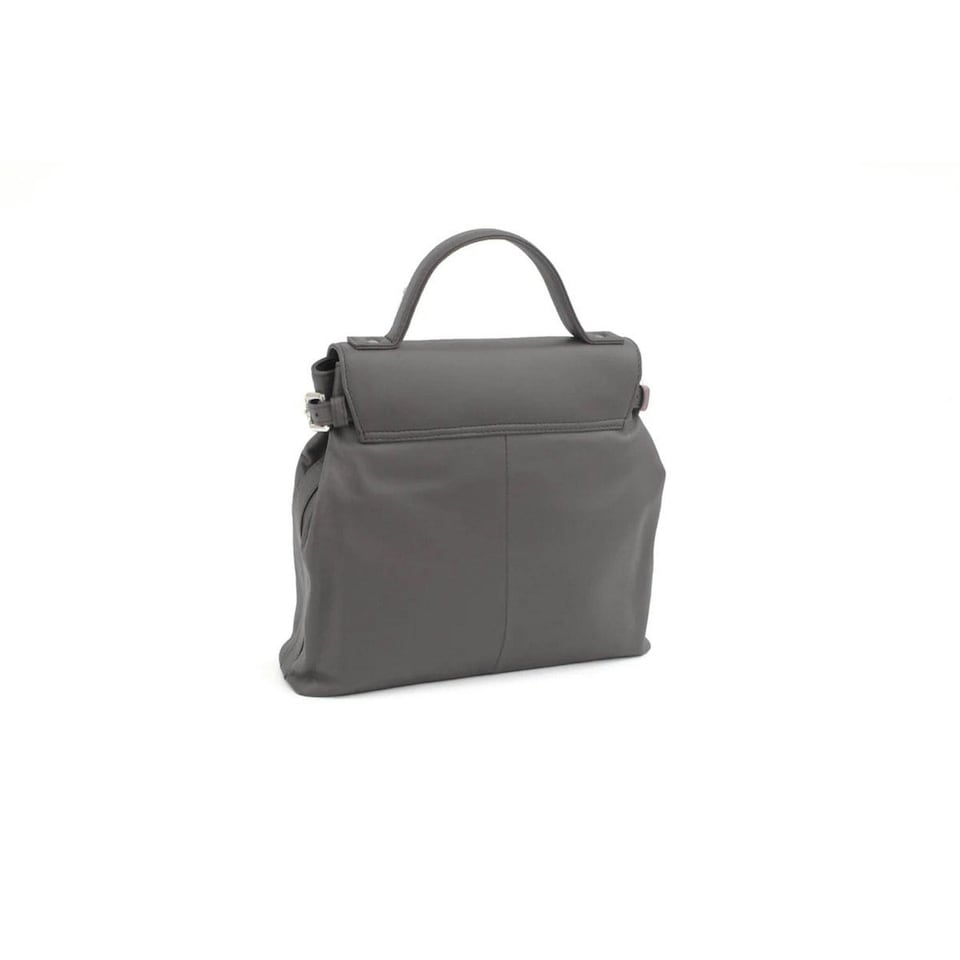 image 1 of Eastern Counties Leather Katrina Leather Buckle Detail Handbag - Black/Ivory - One Size | Black