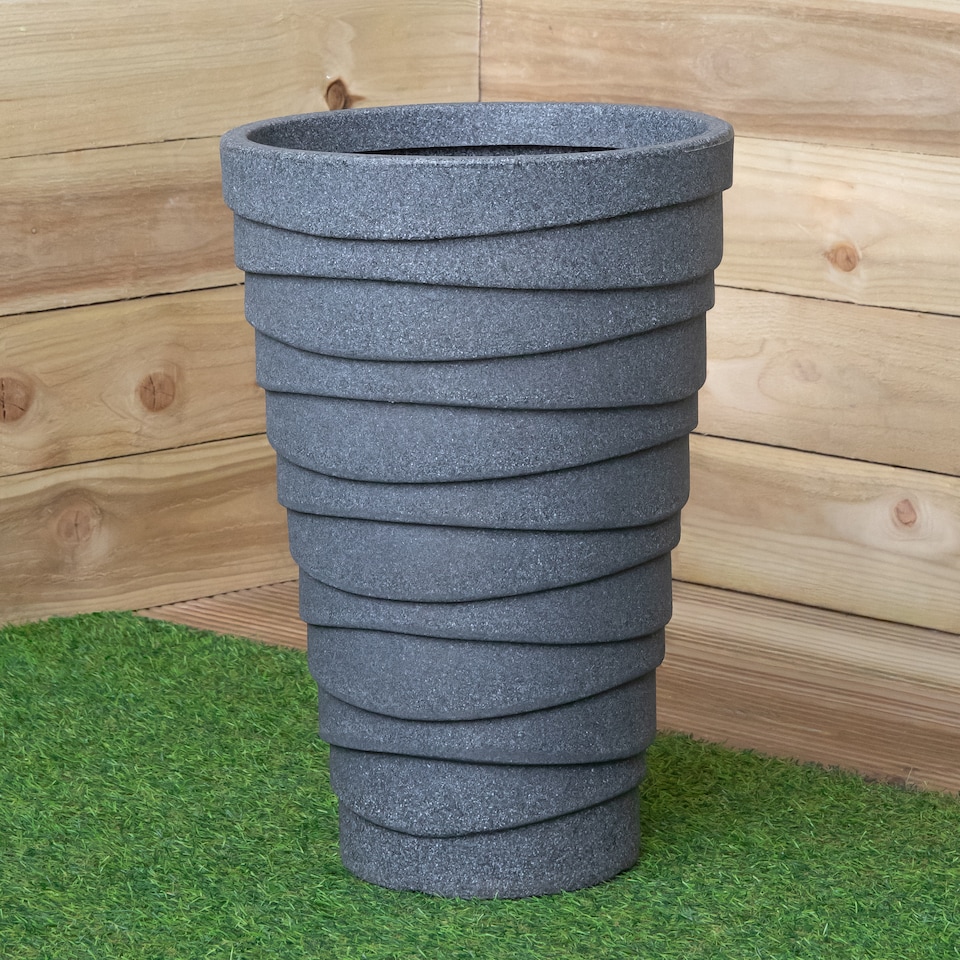 image 1 of 56cm Medium Round Grey Garden Patio Trojan Plant Pot