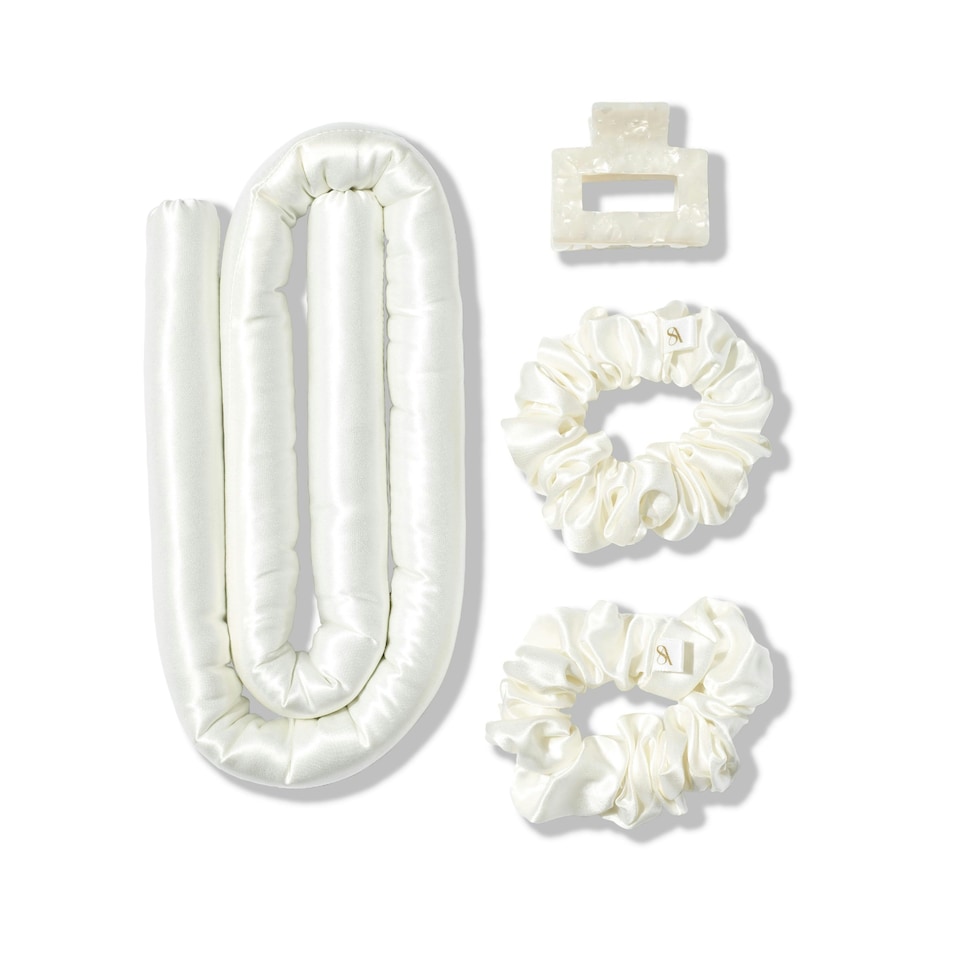 image 1 of Silk Addict 100% Mulberry Silk Heatless Curlers Set - Ivory