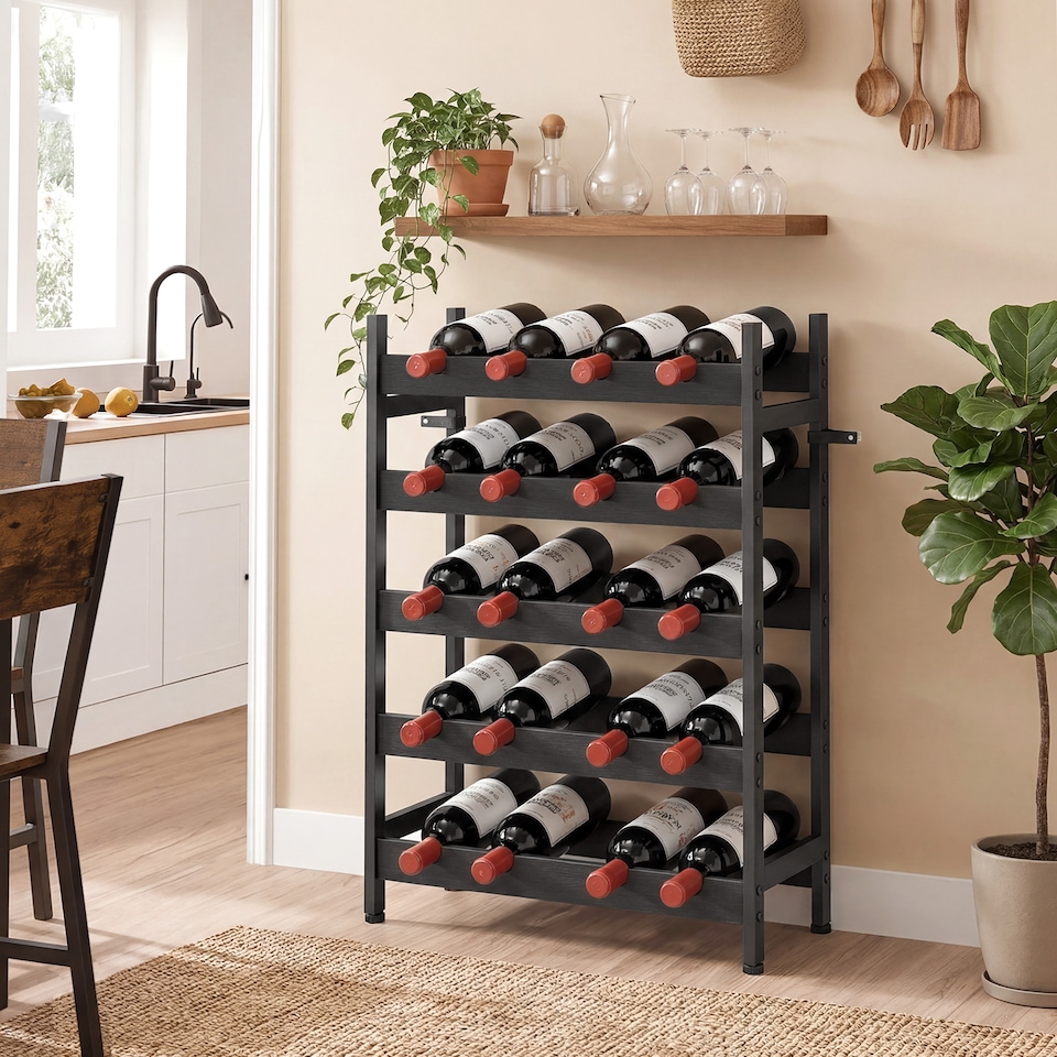 image 1 of HOMCOM Wine Rack Freestanding 5-Tier 20-Bottle Capacity Black