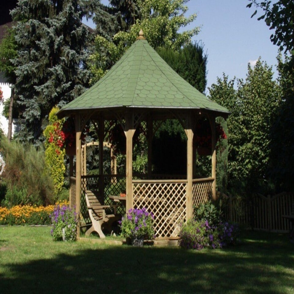 image 1 of Chopin Large Gazebo with Trellis Panels - Pressure Treated Timber - L354 x W354 x H333 cm