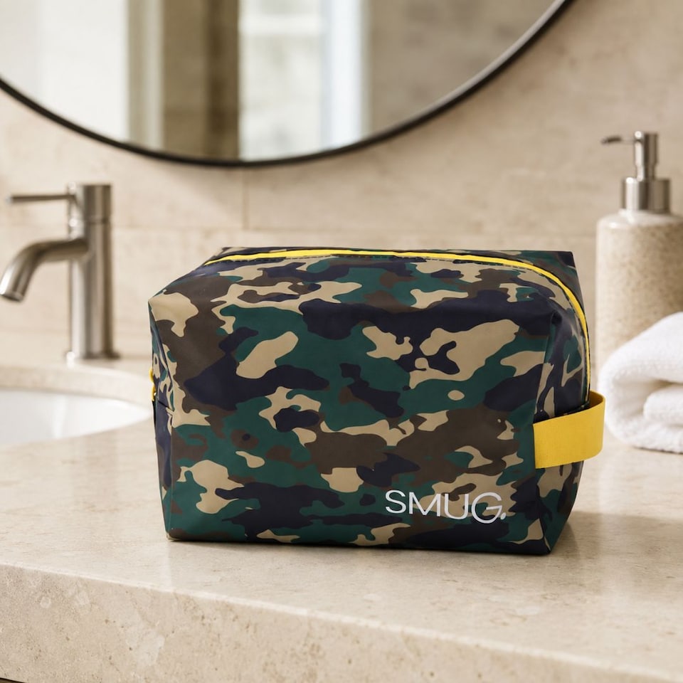 image 1 of SMUG Wash Bag - Green Camo Print