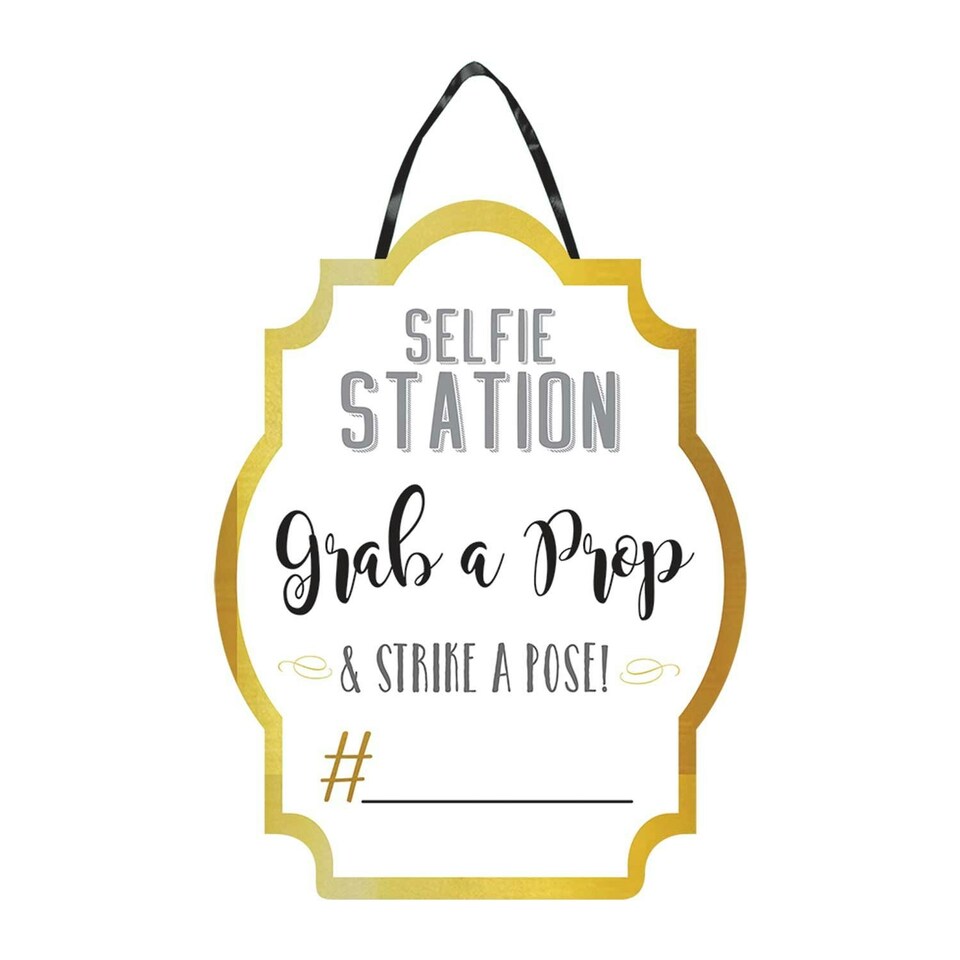 Amscan Selfie Station Wedding Party Decoration - White/Gold/Black - One Size