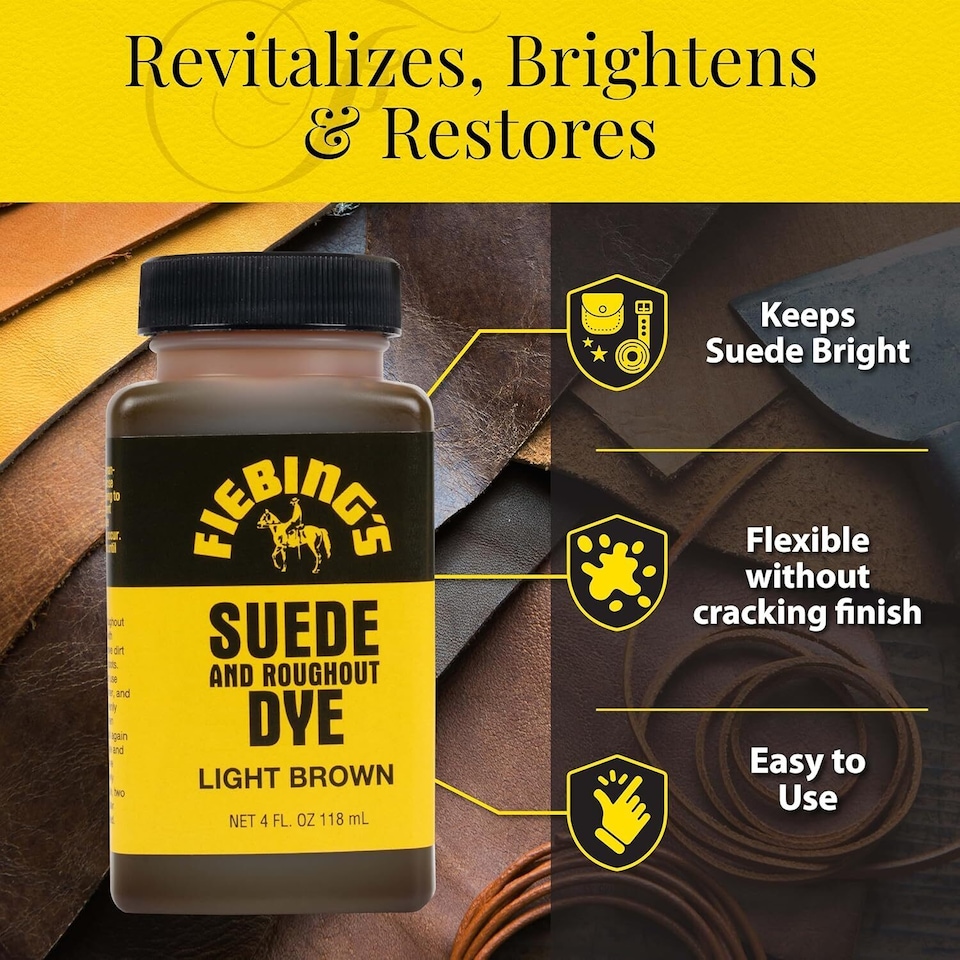 image 1 of Fiebing's Suede and Roughout Dye - Professional Suede Colour Dyes 4oz | Brown | Light Brown