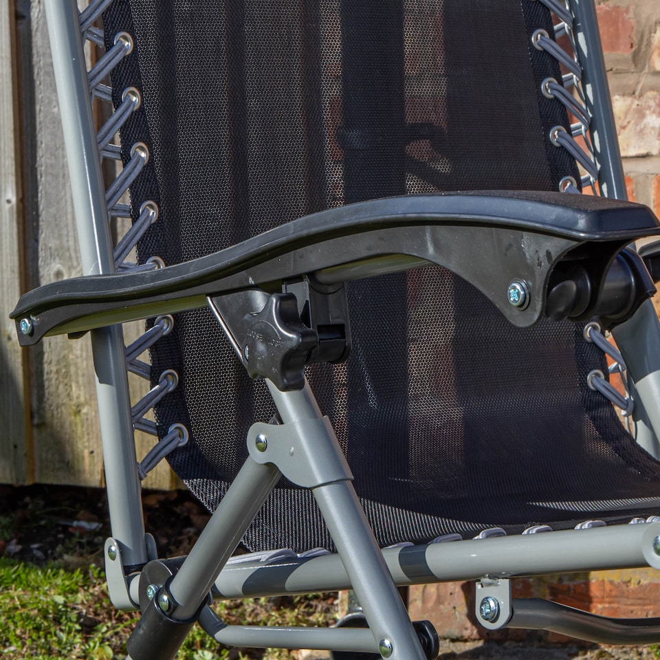image 1 of Multi Position Garden Zero Gravity Relaxer Chair Sun Lounger in Black & Silver | Black | Black