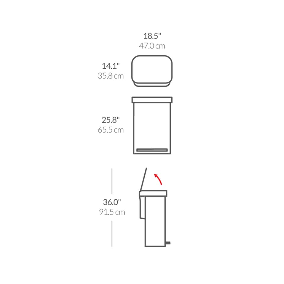image 1 of Simplehuman 55L Rectangular Pedal bin & 4.5L Round Bathroom Pedal Bin, Brushed Stainless Steel (2 pack bundle)