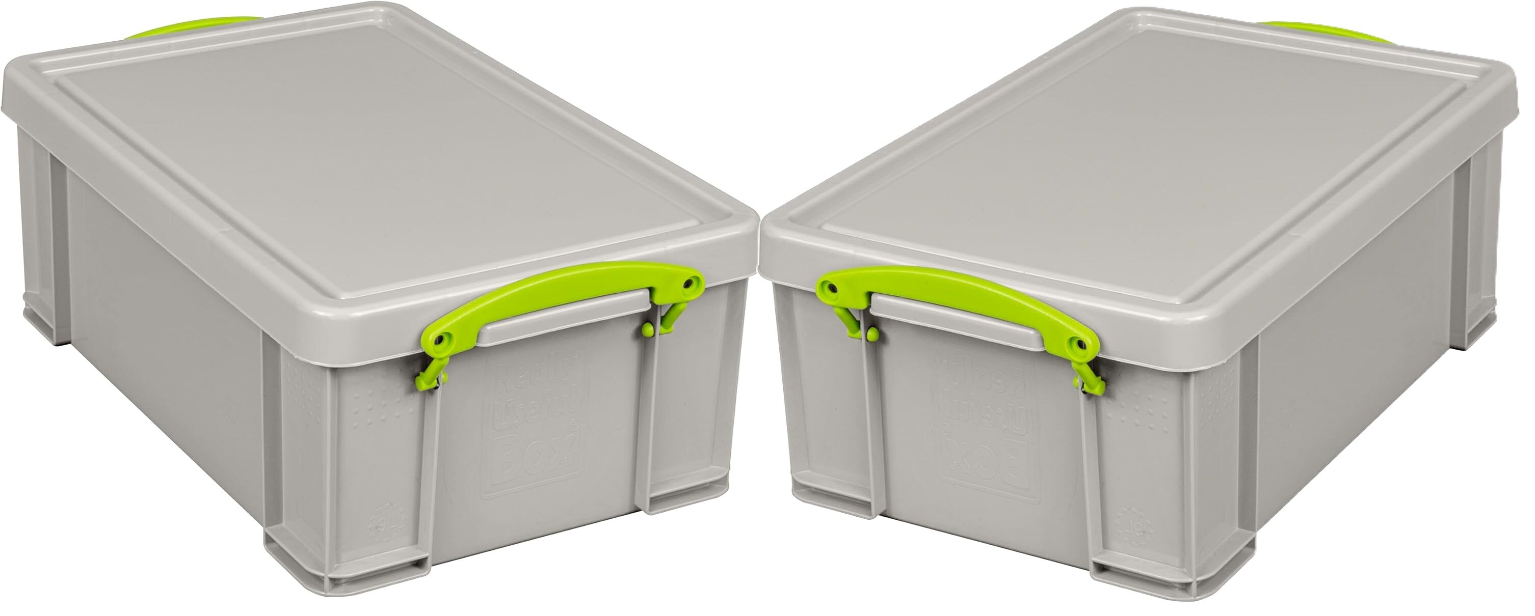 Really Useful Plastic Storage Box 9 Litre Dove Grey Pack of 2