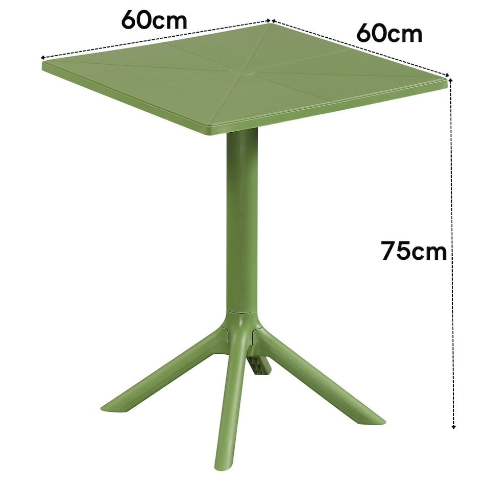 image 1 of Square Bistro Garden Table - Plastic - L60 X W60 X H75 cm - Moss Green - Flat Packed