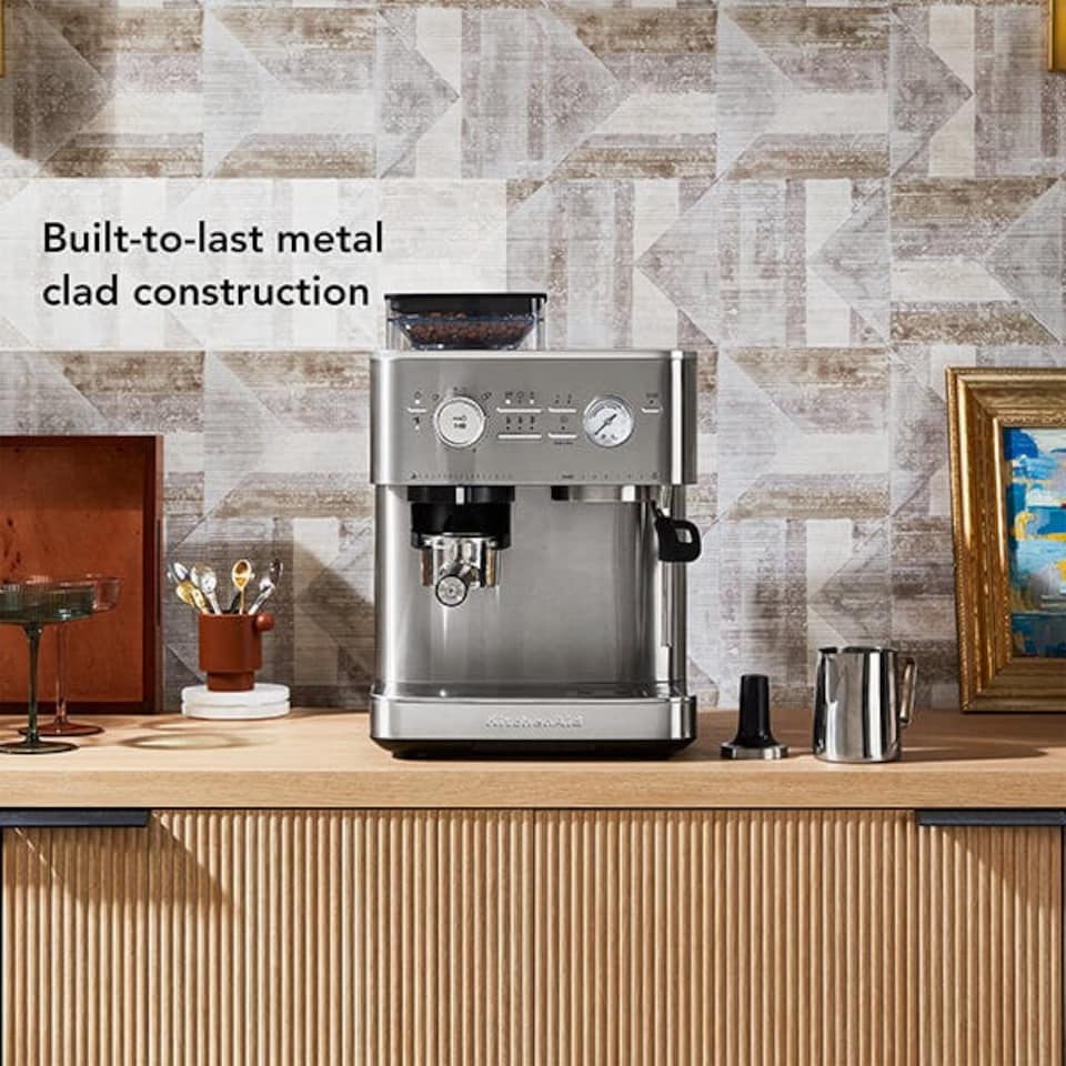 image 1 of KitchenAid Semi Automatic Espresso Machine with Burr Grinder Stainless Steel