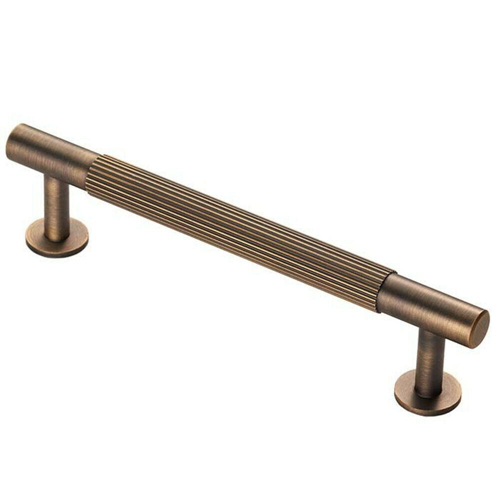 Loops Lined Bar Door Pull Handle - 158mm x 13mm - 128mm Centres - Antique Brass in Metallics