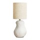 image 4 of ValueLights Mae Natural Linen Shade White Abstract Sandblast Ceramic Table Lamp and LED Bulb White