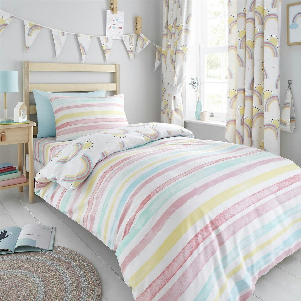 image 1 of Rainbow & Sunshine Duvet Cover Set - Multicoloured - Single Multi | Single