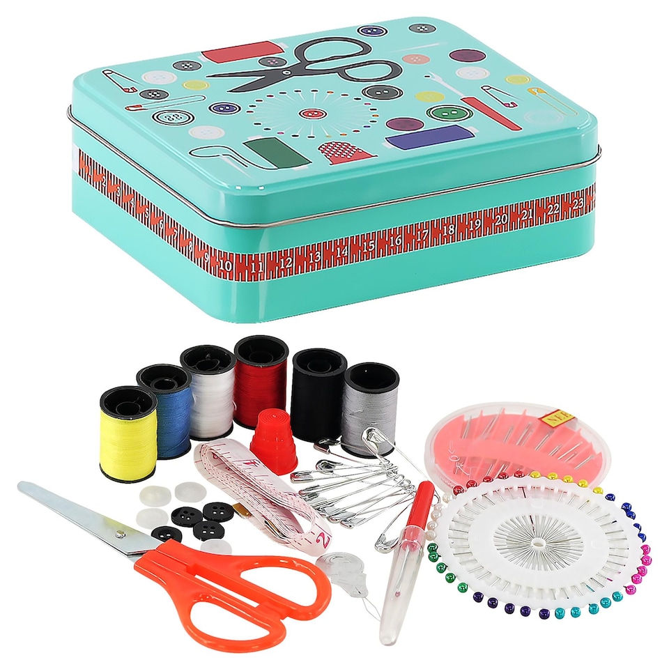 image 1 of GEEZY Sewing Kit Portable Travel Storage Box Green