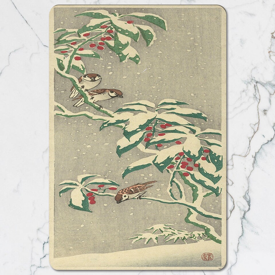 image 1 of Set Of 12 Placemat And Coaster Set With Designer Artwork Wood Bottom