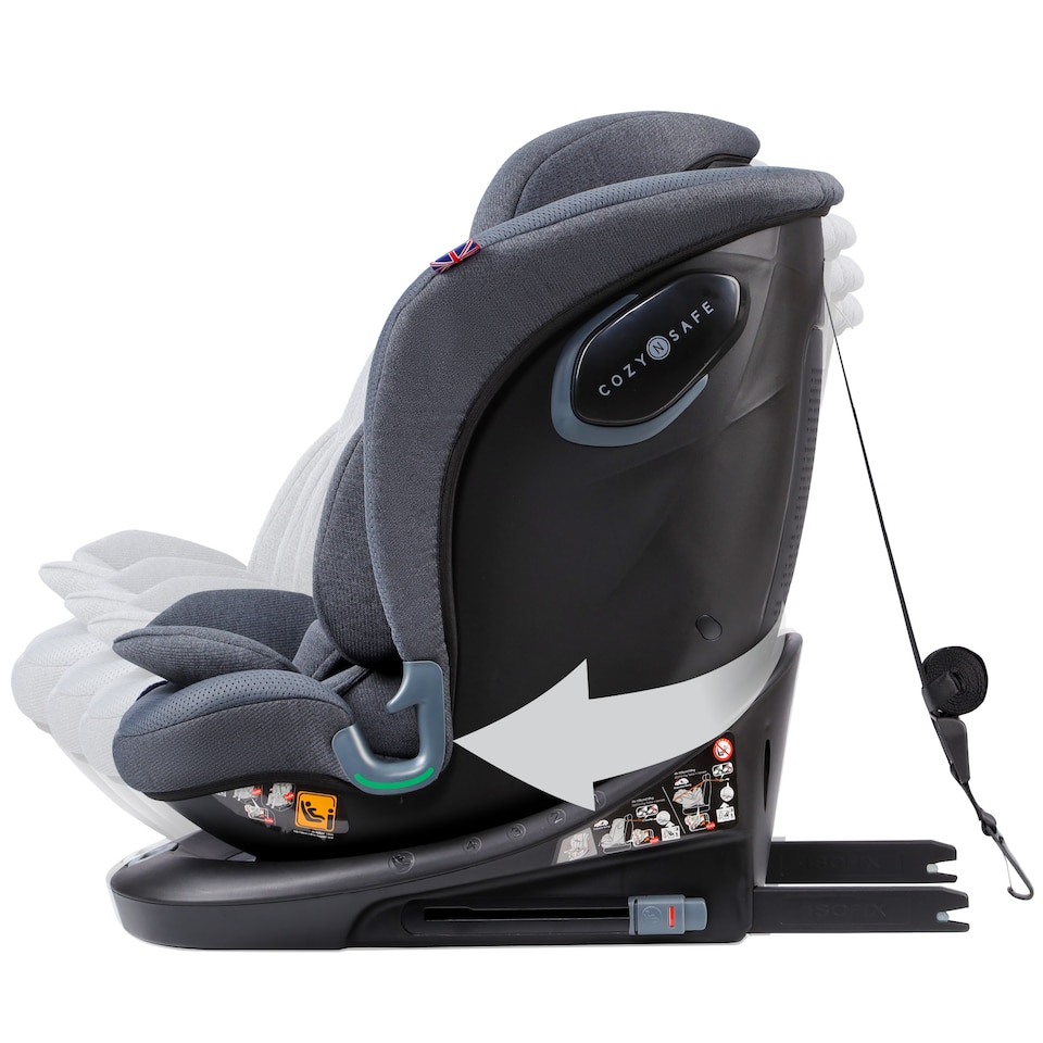 image 1 of Cozy N Safe Vesta i-Size 360 Rotating Car Seat 40-150cm, ISOFix & Top Tether, Extended Rear & Forward Facing, Side Impact Protection, Reclining Seat, Adjustable Headrest, Birth to 12 Years (Slate)