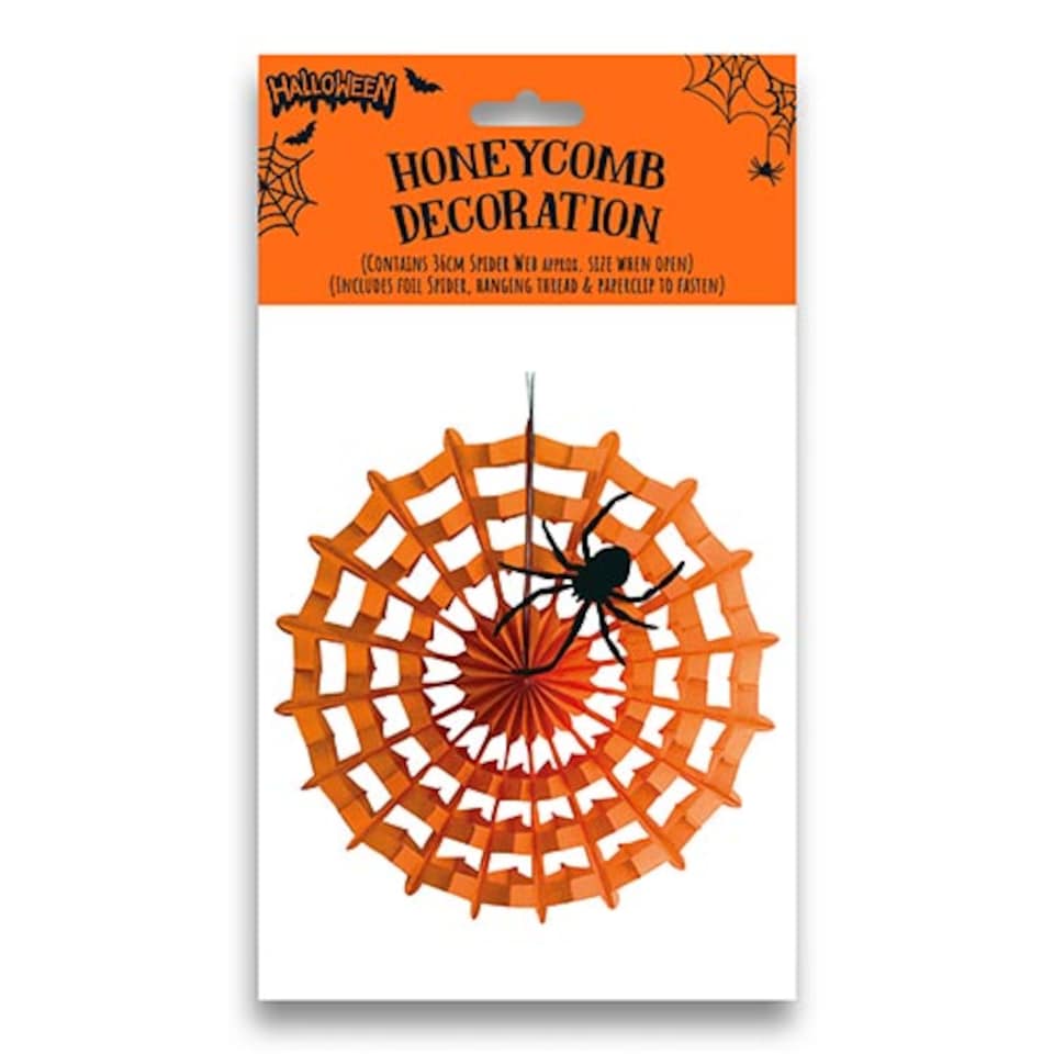 image 1 of Spider Web Halloween Honeycomb Paper Hanging Decoration 26cm