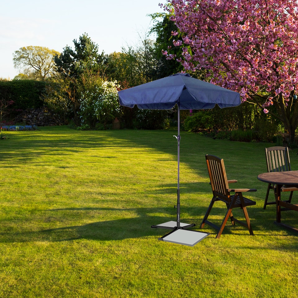 image 1 of Foldable Metal Stand Holder Cross Frame Heavy Duty Parasol Base Umbrella Garden