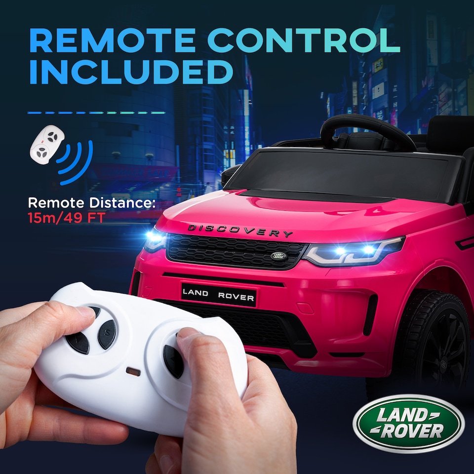 image 1 of AIYAPLAY Land Rover Discovery Sport Licensed Kids Electric Car, 12V Ride on Car with Remote Control, LED Lights, Music, Horn, for Ages 3-6 Years, Pink