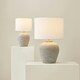image 6 of ValueLights Reid Linen Drum Lamp Shade Stone Grey Ribbed Ceramic Small Table Lamp | Grey