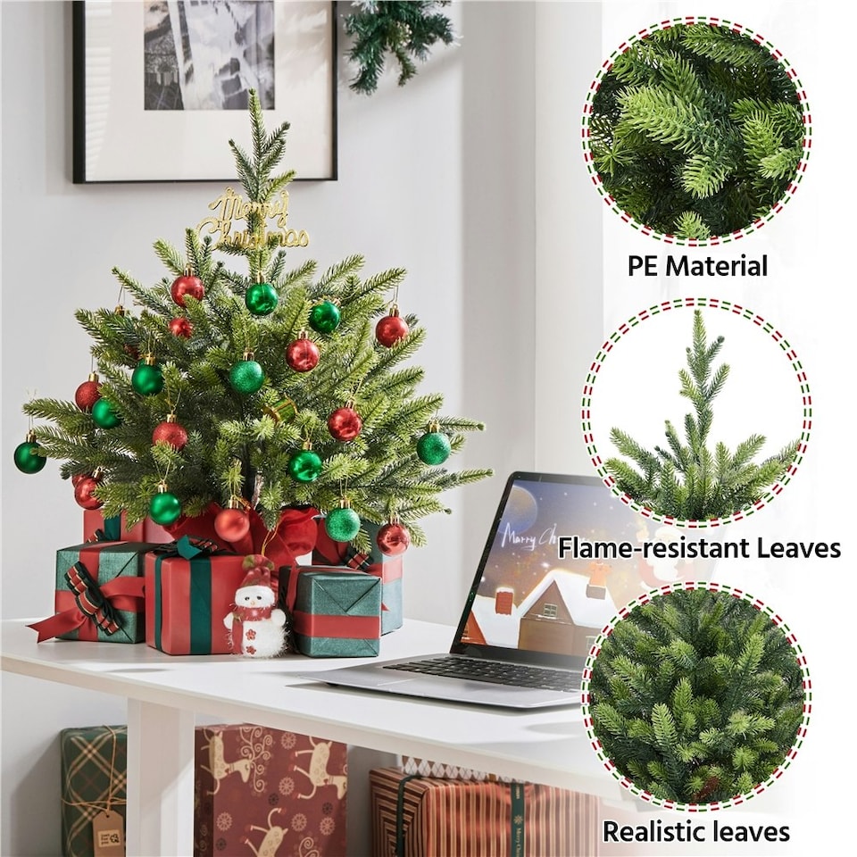 image 1 of Yaheetech 61cm Artificial Christmas Tree with Cement Base Green