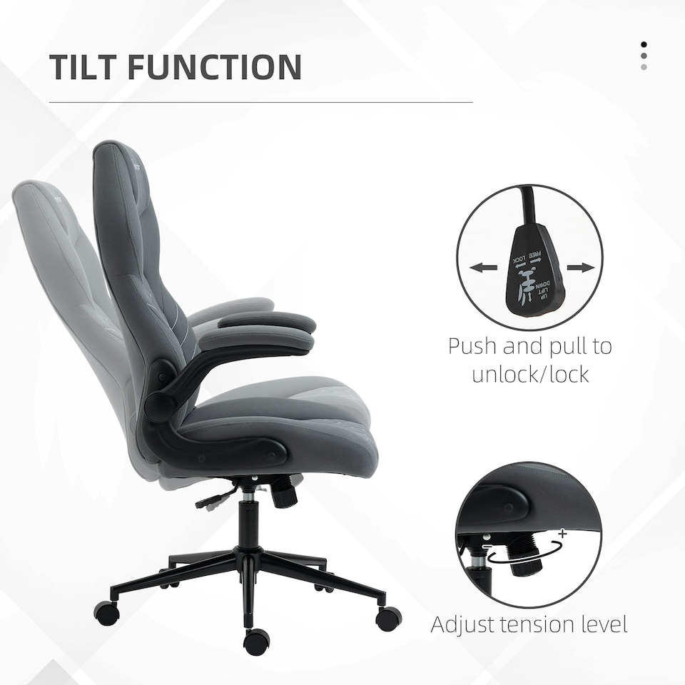 image 1 of Vinsetto High-Back Home Office Chair w/ Flip Up Armrests Swivel Seat Dark Grey