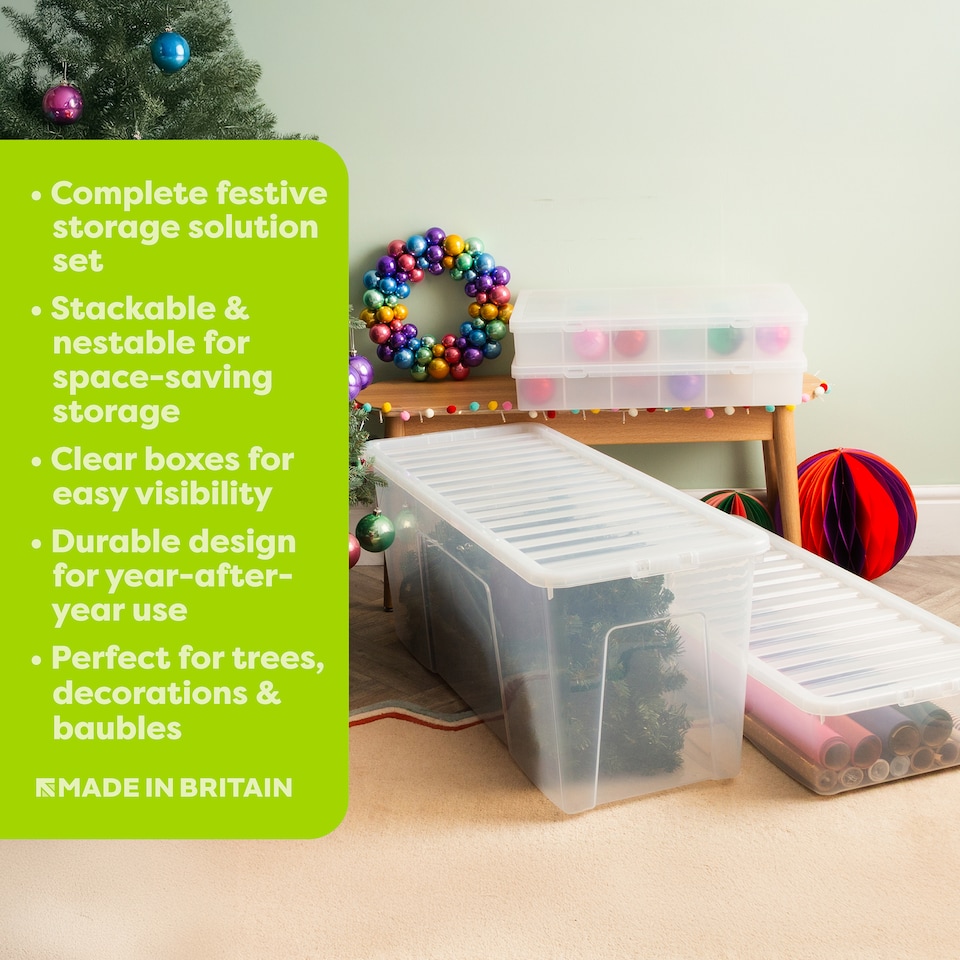 image 1 of Wham Festive 4-Piece Christmas Storage Set | Clear