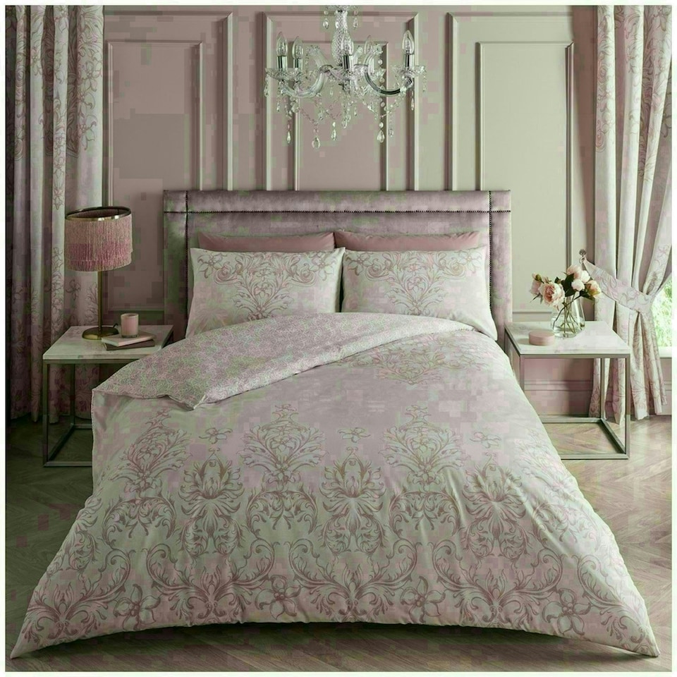 image 1 of VELVETIO Antoinette Printed Duvet Cover Set Reversible Polycotton Beddings Pink | Single
