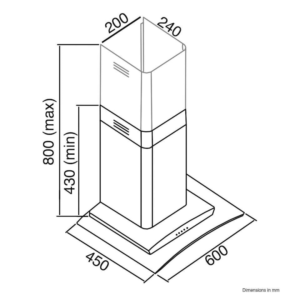 image 1 of SIA CGH60BL 60cm Black Curved Glass Chimney Cooker Hood Kitchen Extractor Fan
