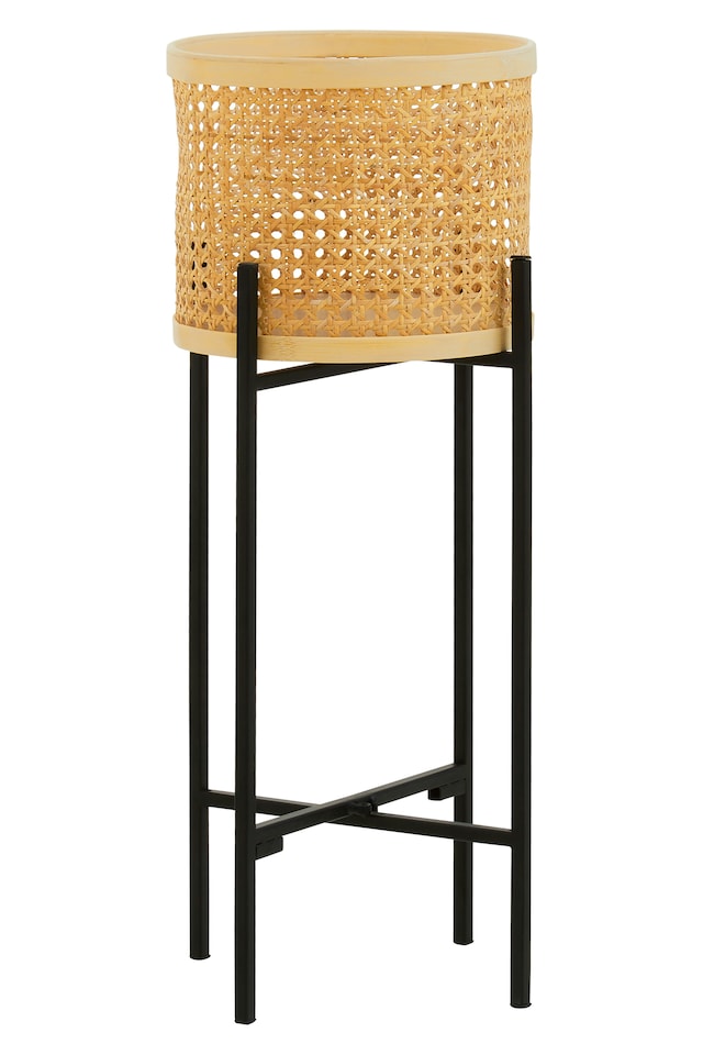 image 1 of Interiors by Premier Contemporary Small Planter, Handwoven Detailing On Small Outdoor Planters, Sturdy Planter For Flowers | Cream