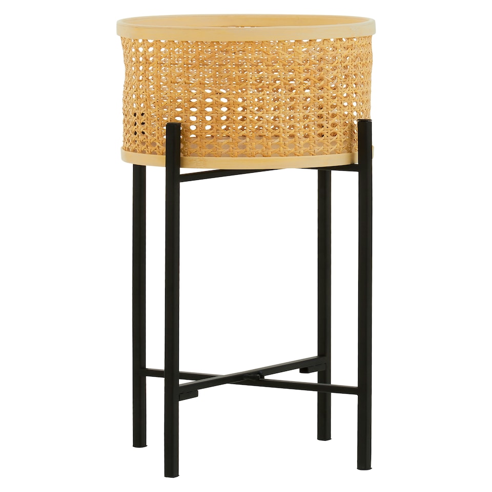 image 1 of Interiors by Premier Contemporary Small Planter, Handwoven Detailing On Small Outdoor Planters, Sturdy Planter For Flowers Cream