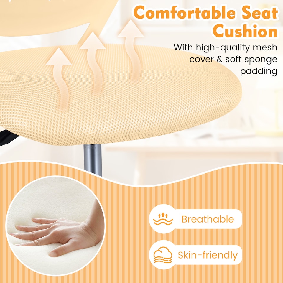 image 1 of COSTWAY Kids Desk Chair Ergonomic Adjustable Children Study Chair-Yellow