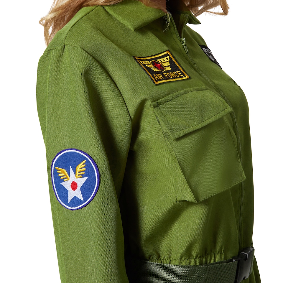 image 1 of Fighter Pilot Costume - womens fancy dress, olive green, military inspired | Green | green | 1