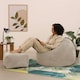 image 2 of icon Kingston Cord Adults Bean Bag Chair and Pouffe, Ready Filled Beanbag and Footstool Stone Beige Cream