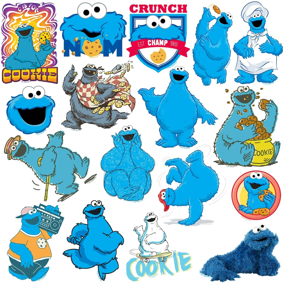 image 1 of Sesame Street Deluxe Cookie Monster Stickers (Pack of 50) - Multicoloured - One Size