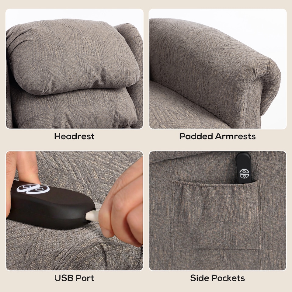 image 1 of HOMCOM Power Lift Recliner Chair for Elderly with Remote Control, Dark Grey