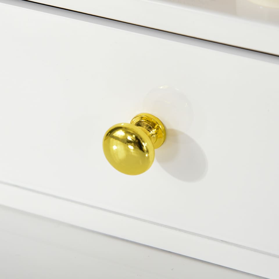 image 1 of HOMCOM Dressing Table Set with Mirror, Built-in 3 Color LED Light, Vanity Makeup Table with 4 Drawers and Cushioned Stool for Bedroom, White