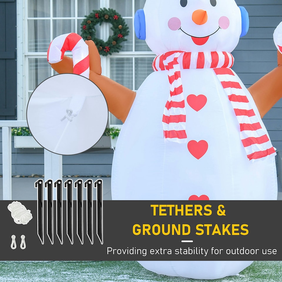 image 1 of HOMCOM Christmas Inflatable Snowman, Rotating Lighted Indoor Outdoor Decoration