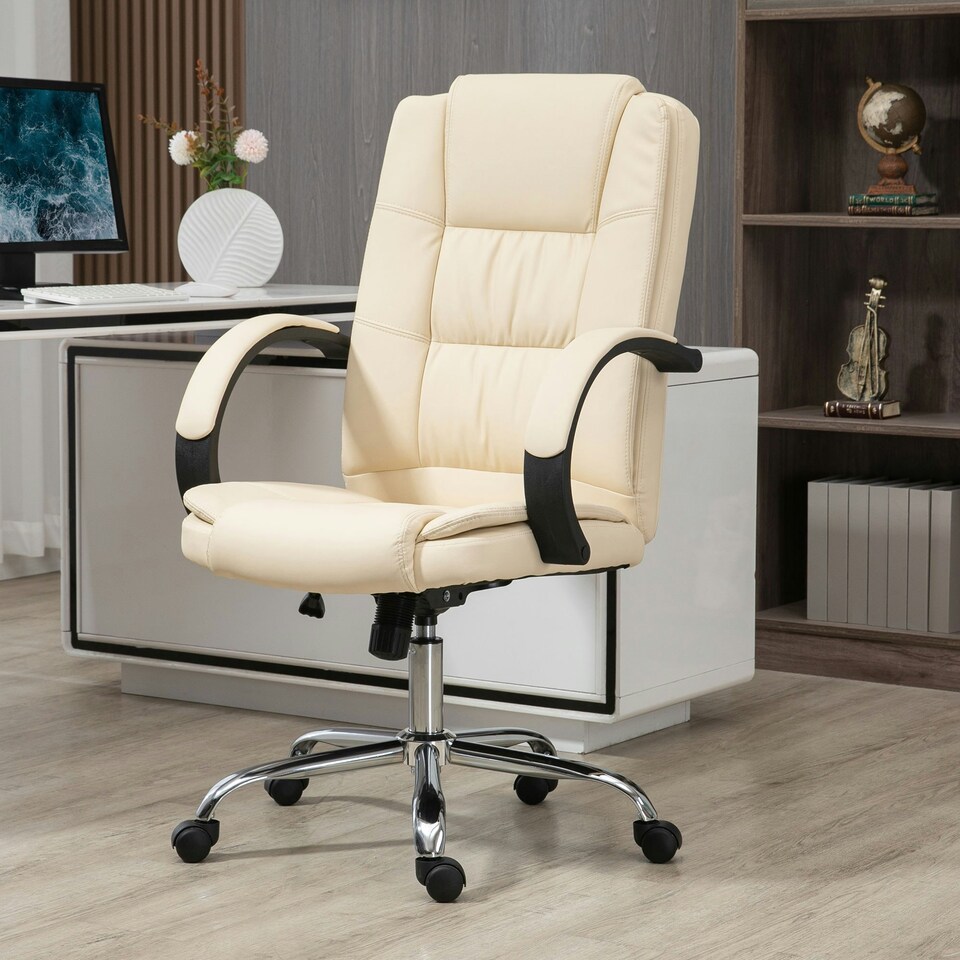 image 1 of Vinsetto Executive Office Chair High Back Computer Desk Chair w/ Armrests Beige