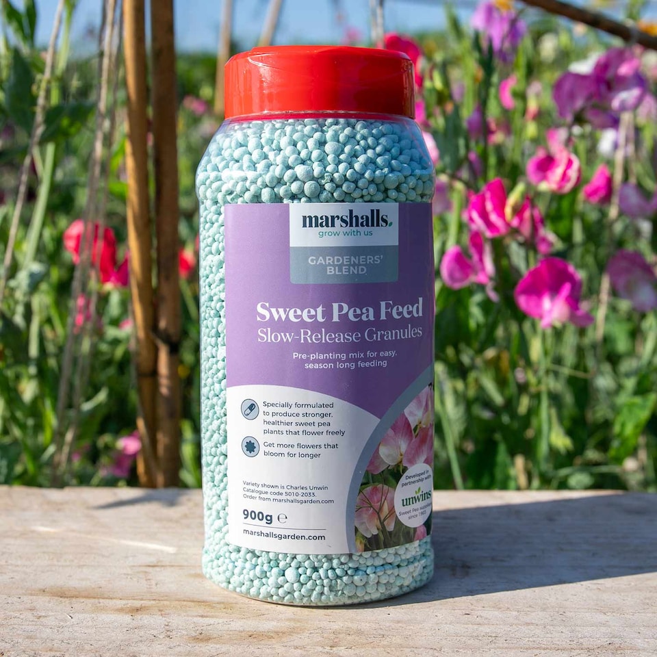image 1 of Marshalls Garden Concentrated Slow-Release Sweet Pea Feed Granules 900g | Cream | Tub