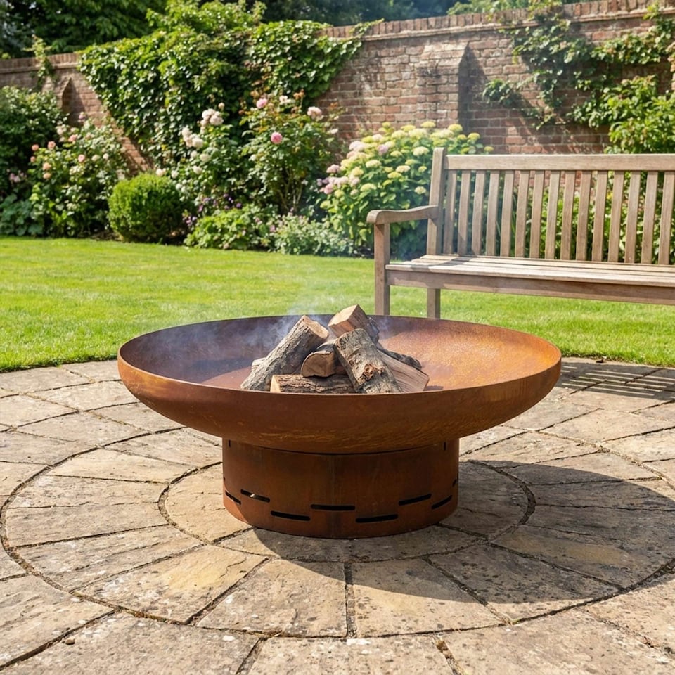 image 1 of Nicoman Large Corten Steel Rust Fire Pit 70cm Outdoor Round Firepit for Garden