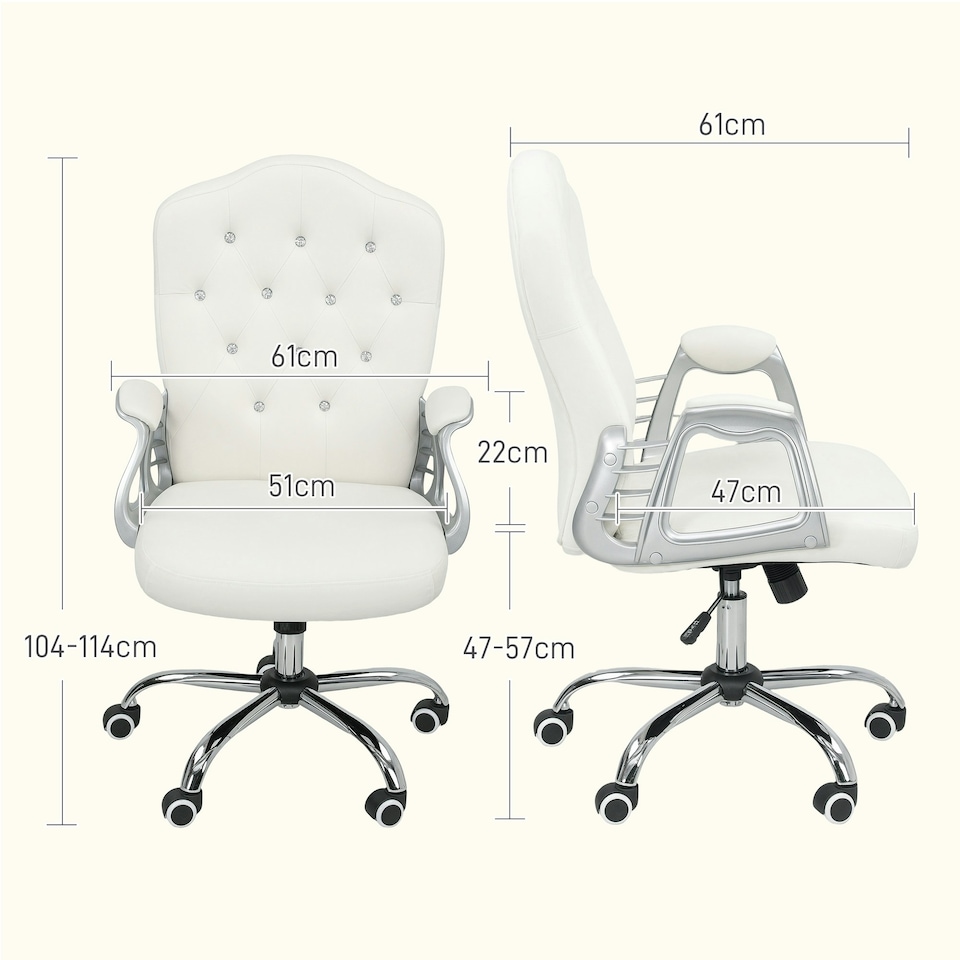 image 1 of Vinsetto Home Office Chair with Adjustable Height Tilt Function Cream White | Cream | White | One Size