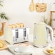 image 1 of HOMCOM Retro Kettle and Toaster Set with Temperature Gauge, 1.7L 3000W Rapid Boil Jug Kettle with Otter Thermostat, Limescale Filter, 4 Slice Toaster with 7 Browning Controls, Crumb Tray, Cream | Cream