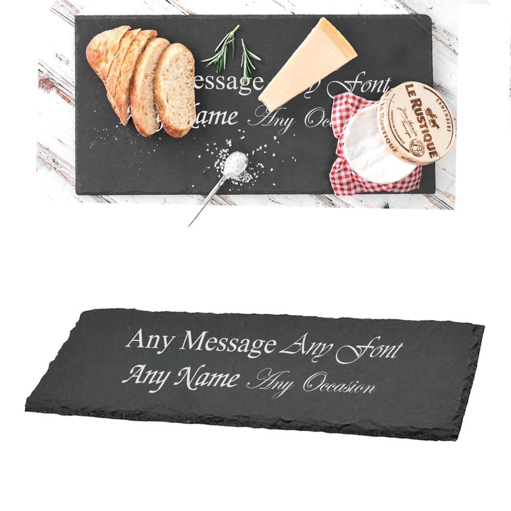 Uniqueful Personalised Engraved Beautiful Natural Slate Serving Plate for Friend in Black